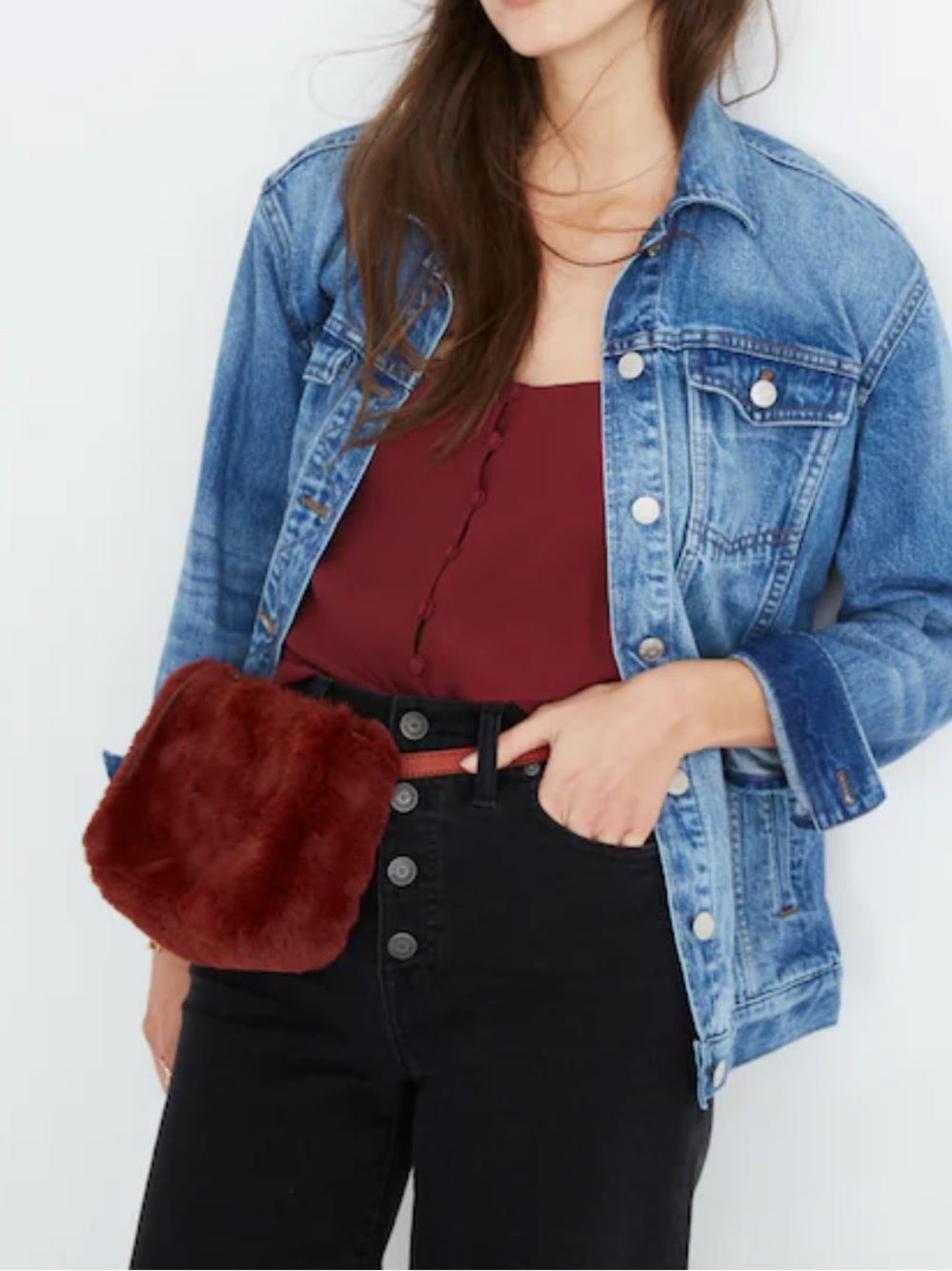 The Simple Pouch Belt Bag in Faux Fur